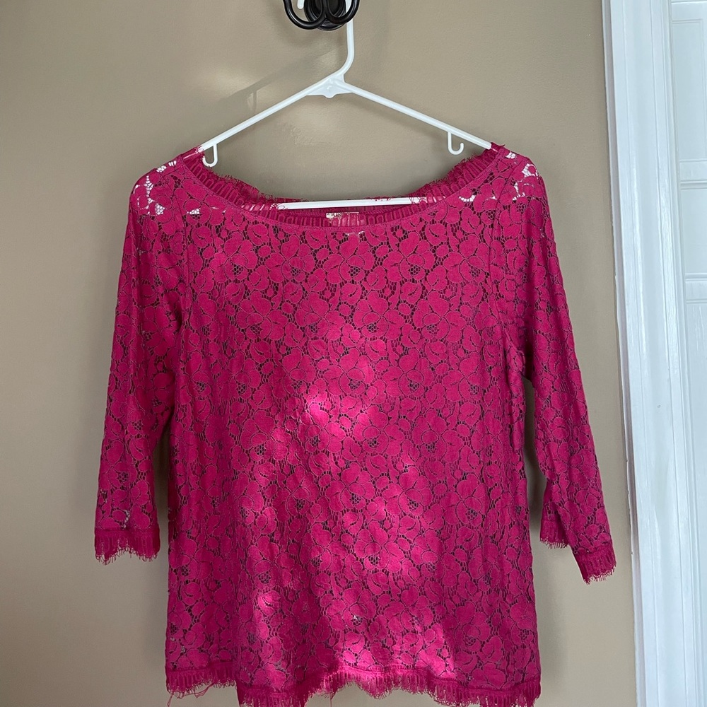 Anthropologie Pink Lace Top